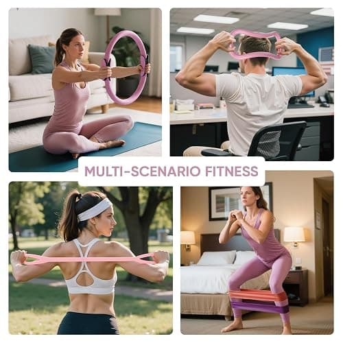 ElaraFit Home Pilates Kit for Women Pilates Equipment Ring and Ball Set Magic Circle Hoop with 5 Resistance Bands Compact Toning Fitness Essentials Starter Set Accessories thumbnail 3