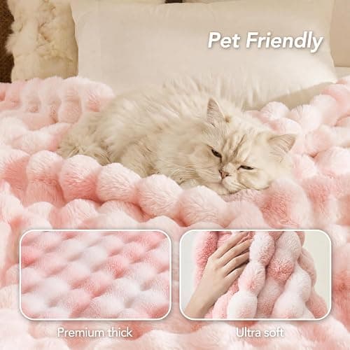 L'AGRATY Faux Fur Throw Blanket for Couch, 50'' x 60'', Tie-Dye Light Pink | Soft Cozy Bubble Fluffy Blanket for Sofa Bed, Thick Warm Plush Fuzzy Throw for Room Home Decor, Luxury Gift for Women Mom thumbnail 5