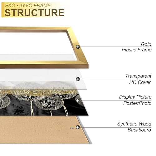 Fxojyvo 12x18 Picture Frame, GOLD Frame for 12 x 18 Inch Picture Poster Photo, Light Weight and High Transparent 12 by 18 Frame for Wall - 3 Pack/GOLD/12 x18 thumbnail 3