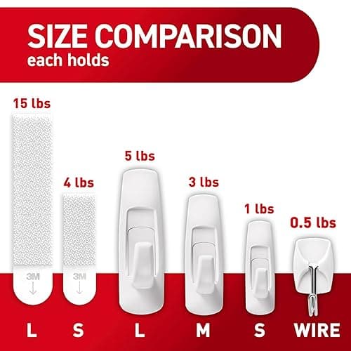 Command Variety Pack, Including 10 Pairs of Picture Hanging Strips, 6 Wire Hooks and 8 Utility Hooks for Hanging, Organization and Storage, Damage-Free Hanging Up to 19 Items, 1 Kit thumbnail 7