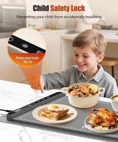 Extra Large Food Warming Mat with Heat-Resistant Pad, 36X15 Inch, 6 Temperature & 6 Timer Settings, Child Lock Safety,Food Warmer Chafing Dishes Fits for Family Dinners and Parties thumbnail 7