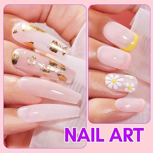 Makartt Gel Nail Polish Set, 6PCS 8ml Natural Nude Jelly Pink Milky White Soak Off UV/LED Gel for DIY Manicure & Nail Art Designs, Home & Salon Use thumbnail 7