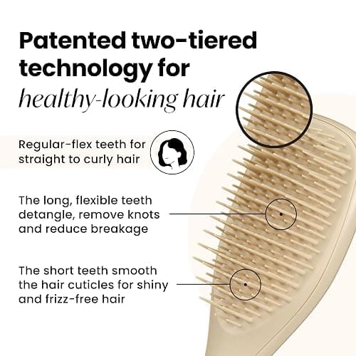 Tangle Teezer Ultimate Detangler Brush, Eliminates Knots & Reduces Breakage, Travel-Size Mini Hair Brush for Straight to Wavy Hair Types, Oat Cream thumbnail 2