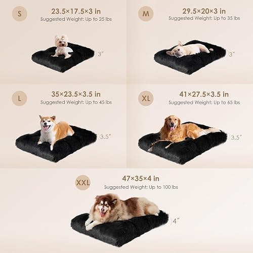 EHEYCIGA Calming Dog Crate Bed XL Extra Large, Washable Anti Anxiety Dog Pet Bed, Fluffy Dog Pillow Mat with Anti-Slip Bottom, Black, 41.3"x27.5"x3.5" thumbnail 5