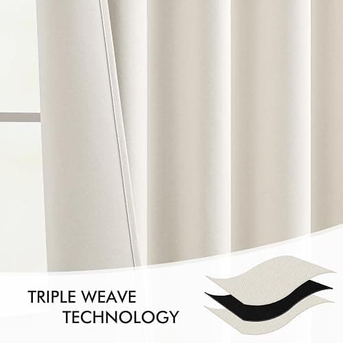 MIULEE Ivory Back Tab Blackout Curtains 120 Inch Long 2 Panels Set for Bedroom, Rod Pocket/Pinch Pleated Extra Long Thermal Insulated Living Room Darkening Light Blocking 10FT Drapes thumbnail 7