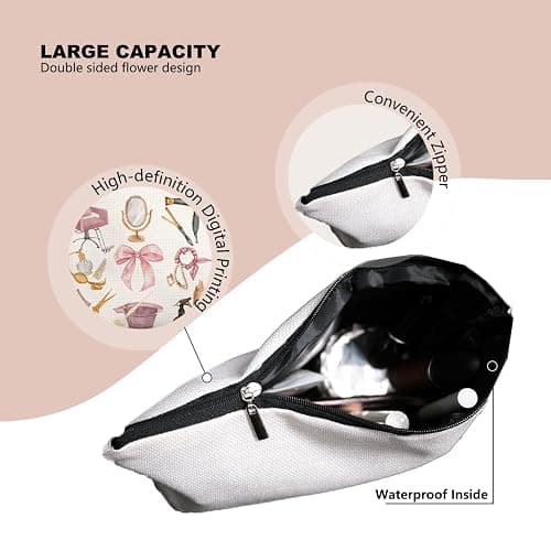 EKGJW Pink Hairstylist Makeup Bag for Women, Cosmetology Student Gifts, Hairdresser Travel Cosmetic Organizer Pouch, Cute Salon Accessories for Teen Girls, Aesthetic Beauty Bag 7.5 x 10 in thumbnail 4