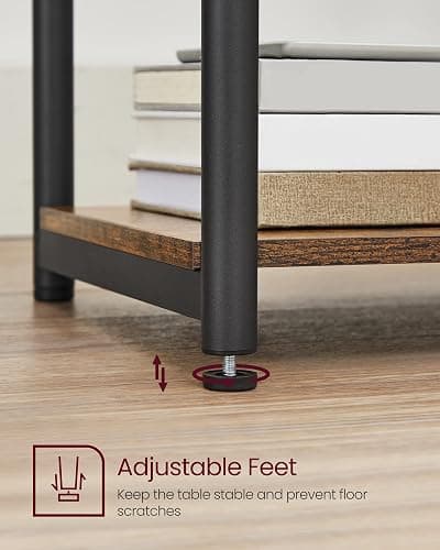 VASAGLE Side Table, Small End Table, Tall Nightstand for Living Room, Bedroom, Office, Bathroom, Rustic Brown and Classic Black ULET273B01 thumbnail 8