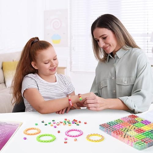 richginker 600pcs Polymer Clay Beads Friendship Bracelet Making kit Cute Fun Charms Beads for Bracelet Making DIY Arts Crafts Birthday Gifts Toys for Kids Girls Age 4-13 Fruit thumbnail 5