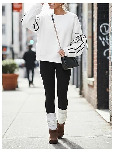 GORGLITTER Women's 3D Bow Sweatshirt Crew Neck Long Sleeve Oversized Cute Pullover Tops thumbnail 4