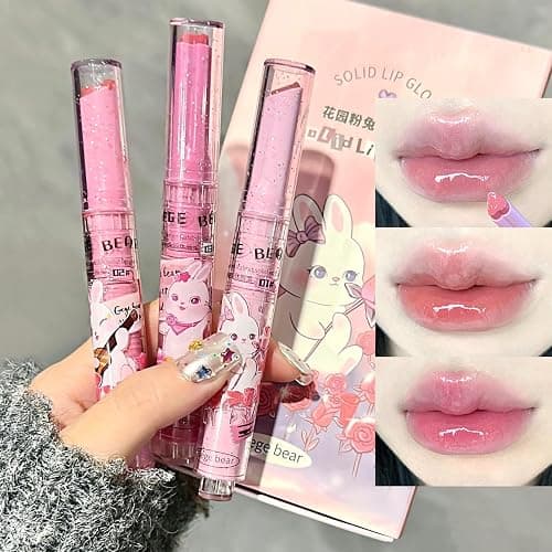 3Pcs Sweet Heart Jelly Lipstick Set, Long Lasting Moisturising Jelly Lip Gloss, Smooth Glossy Lip Balm, Love Lipstick Gift Set for Women and Girls (A) - Image 1