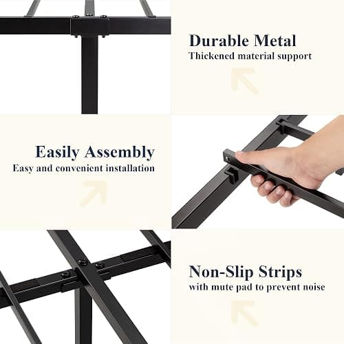 Allewie King Size Metal Platform Bed Frame with Victorian Style Wrought Iron-Art Headboard/Footboard, No Box Spring Required, Black thumbnail 6