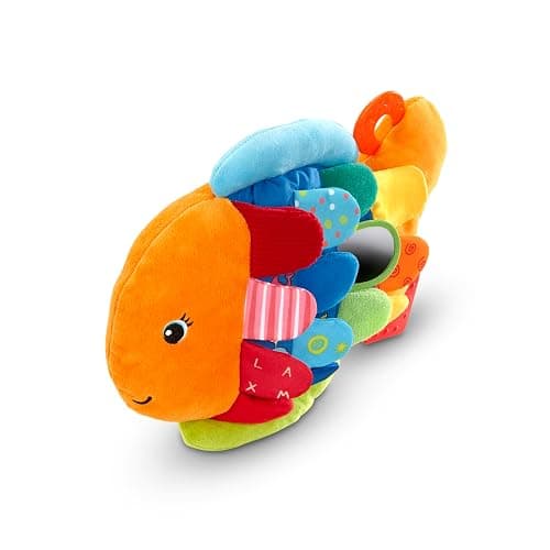 Melissa & Doug K’s Kids, Flip Fish Stuffed Animal, Soft Baby Book, Multi-Textured Squeaking & Crinkling Infant Sensory Toys for Babies with Baby Mirror, Tummy Time Toys for Infants Ages 0–9 Months thumbnail 4