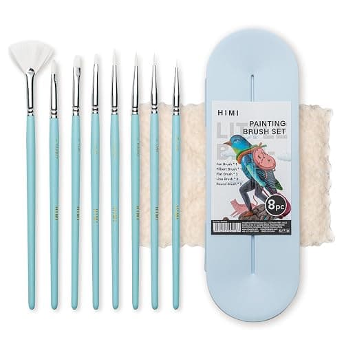 HIMI Paint Brushes Set 8 Pcs for Acrylic Oil Gouache/Watercolor Paint, Interesting Designed Nice Gift for Art hobbyist Beginners Artists (Blue,8Pcs) - Image 1