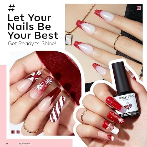 Modelones Gel Nail Polish 6 Colors Ruby Sparks Collection Popular Glitter Gel Polish Cat Eye Burgundy Red Sparkle Bloody Red Nail Polish Kit Art, DIY Home Salon Gifts for Women thumbnail 6