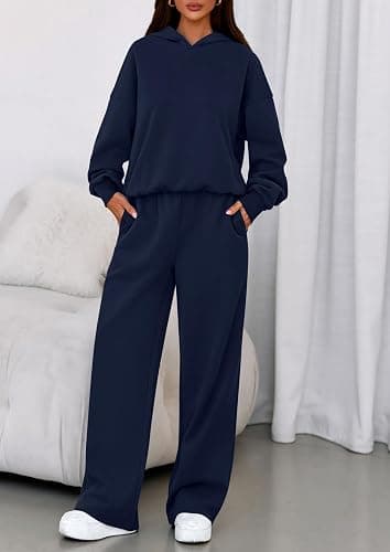 PRETTYGARDEN Womens Sweatsuits 2 Piece Set 2025 Casual Winter Long Sleeve Hoodie Loose Wide Leg Sweatpants Fall Tracksuit thumbnail 8