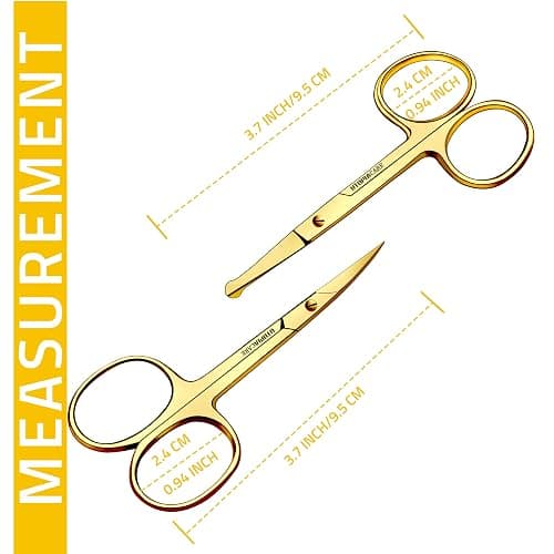 Utopia Care Eyebrow Scissors, Professional Stainless Steel Small Shears for Men and Women, Nose Hair Scissors for Grooming Mustache, Beard, Eyelashes, Ear Hair Trimming, Gold thumbnail 2
