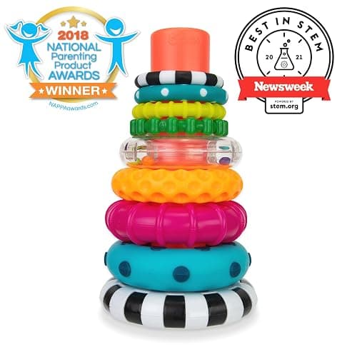 Sassy Stacks of Circles Stacking Ring STEM Learning Toy, Age 6+ Months, Multi, 9 Piece Set thumbnail 4