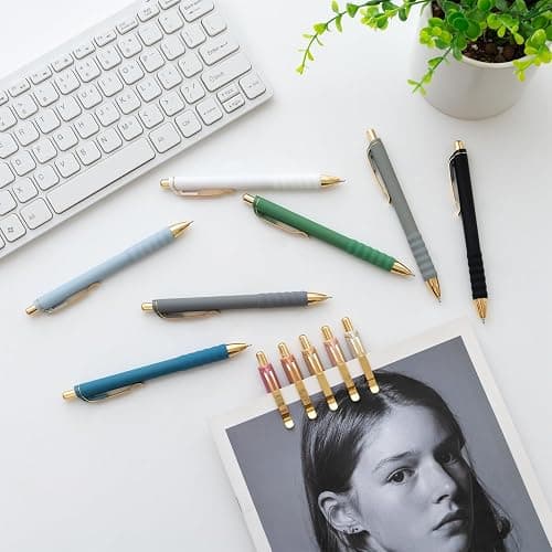 Aisibeiger Ballpoint Pens Black Ink Ball Point Pen with Super Soft Grip Medium Point 1.0mm Office Pens (Gold 12-count) thumbnail 6