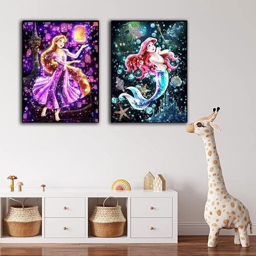 RYMILIE 4 Pack Diamond Painting Kits for Adults, 5D Princess Diamond Art for Beginners, Full Drill Gem Dots for Home Wall Decor 12x16inch thumbnail 3