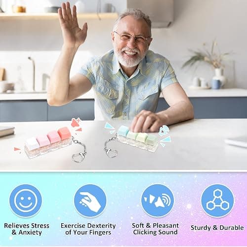 Keyboard Fidget Toys Adults, 2 PCS Fidget Keyboard Keychain Silent Keyboard Clicker Fidget Toy Stress Relief Anxiety Sensory Fidget Toys Colorful Keyboard Fidget Clicker thumbnail 5