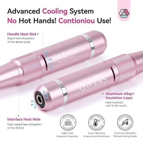 SAVILAND Professional Nail Drill 40000 RPM: Portable Diamond Nail Drill Kit Rechargeable 4000 mAh Electric Nail File for Thick Acrylic Nails with Ceramic Nail D rill Bits Sanding Bands Nail Tech Salon thumbnail 4