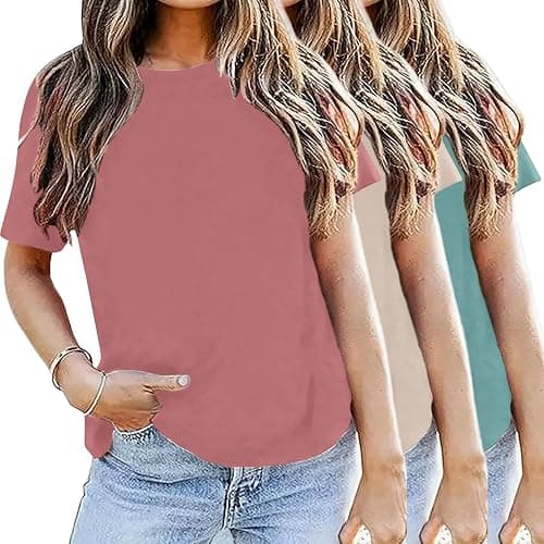 LOOKFACE 3 Pack Womens Basic T Shirts Summer Tops 2026 Short Sleeve Tees Comfy Casual Vacation Clothes thumbnail 2
