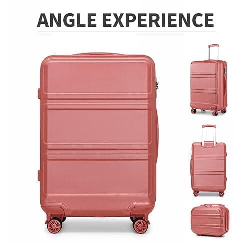 Kono 4 Piece Luggage Sets Expandable(only 28") Lightweight with Spinner Wheels TSA Lock Hardside Travel Rolling Suitcases 20in 24in 28in Carry on and 12in Mini Cosmetic Case Coral Pink thumbnail 8