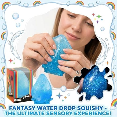 Nee Doh Dream Drop Squishy Fidget Toys Cute Raindrop Slow Rising Squeeze Toys Nee Doh Stress Ball Teardrop Squishies Sensory Anxiety Relief Toy Fidgets Party Favors Gift for Adult Kid (03-Blue) thumbnail 6
