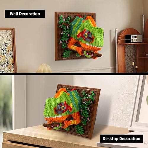 Chameleon Animal 3D Wall Art Micro Mini Building Blocks Set for Adults, Unique Home Wall Decor or Table Display, No Compatible with Lego, Ideal Birthday Christmas Toy Gift for Teens (2688 PCS) thumbnail 3