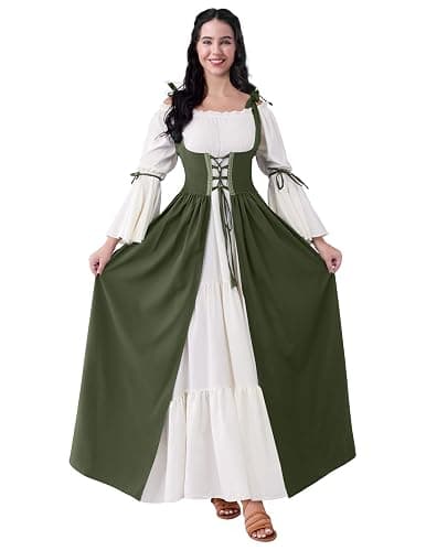 Spooktacular Creations Halloween Renaissance Costume Women, Renaissance Corset Dress, Plus Size Medieval Chemise for Cosplay thumbnail 3