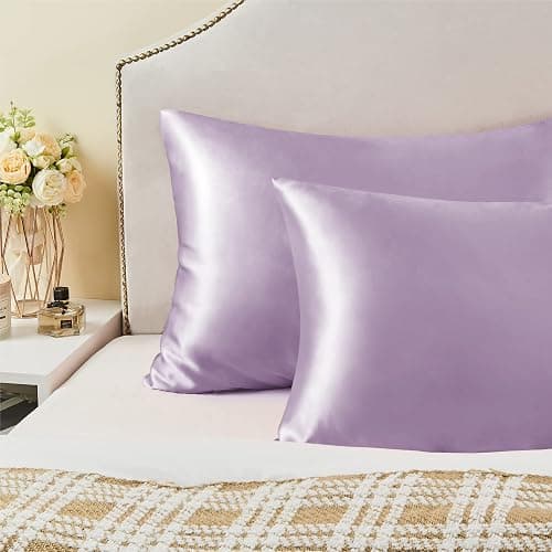 BEDELITE Satin Pillowcase for Hair and Skin, Super Soft and Cooling Similar to Silk Pillow Cases 2 Pack with Envelope Closure, Gift for Women Men(20"x26" Standard Size, Lavender) thumbnail 8