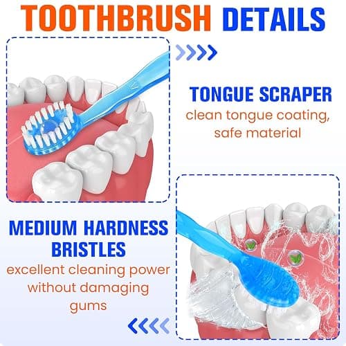 36 Pack 5-in-1 Mini Disposable Toothbrush, WaterlessToothbrushes (Mint) | Disposable Toothbrushes with Toothpaste, Floss, Tongue Scraper & Toothpick, Ideal for Travel, Work, Hotel thumbnail 3