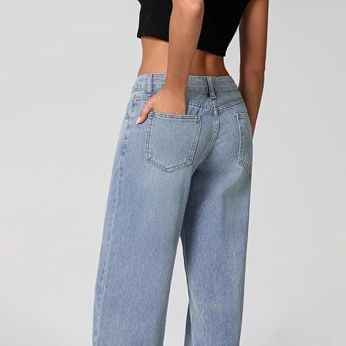 Kodaruber Women Y2k Low Rise Baggy Jeans Loose Fit Boyfriend Straight Wide Leg Jeans Trendy Stretch Long Denim Pants thumbnail 6