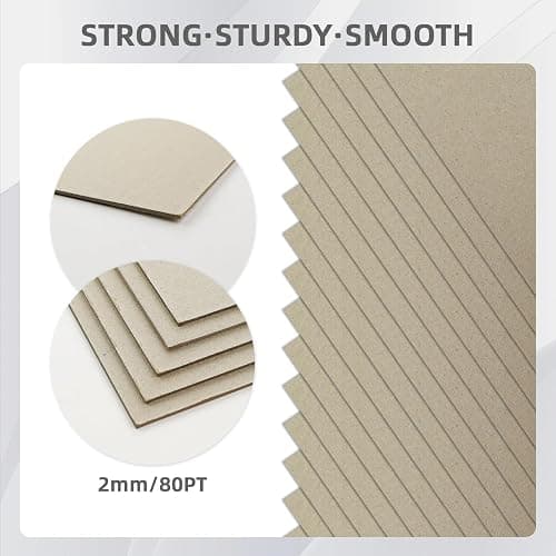 25 Sheets 12.5x10" Book Board 2 mm 80 PT for Book Binding Thick Grey Board for Bookbinding,Box Making. Chip Board for Supporting Back Board Sheet thumbnail 4