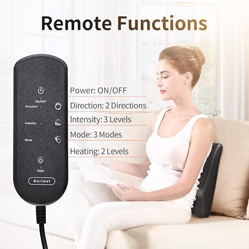 Boriwat Back Massager with Heat, 3D Kneading Massage Pillow for Back, Neck, Shoulder, Leg Pain Relief Deep Tissue, Gifts for Women Men Mom Dad thumbnail 5