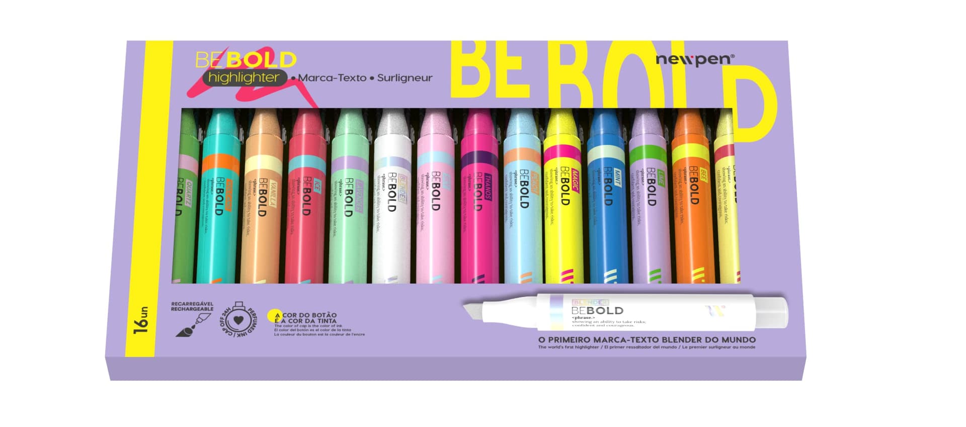 Marca Texto Be Bold Sortido Newpen - Caixa com 16 Unid. - Image 1