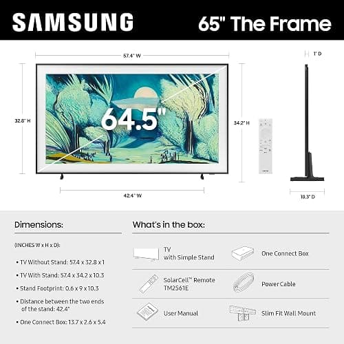 Samsung 65-Inch Class The Frame LS03F 4K QLED Smart TV (2025 Model) Slim Fit Wall Mount, Modern Frame Design, NQ4 AI Gen2 Processor, Art Mode, Artful Picture Quality, Samsung Vision AI, Alexa Built-in thumbnail 2