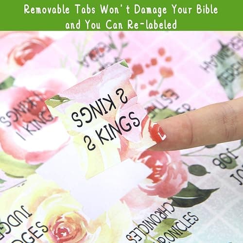 Fancy Land Floral Bible Tabs 90 Decorative Bible Tabs Laminated Colorful Bible Book Indexing Tabs Old and New Testament Laminated Matte Film Pretty Gift for Women Girls thumbnail 7