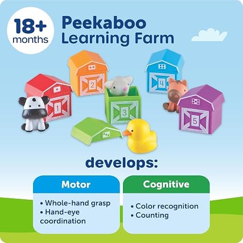 Learning Resources Peekaboo Learning Farm - Farm Animals for Toddlers, Educational Fine Motor Montessori Sets, Toddler Animal Toys, Counting, Sorting & Matching Barn Animal Toy, Little Animal Figures thumbnail 6