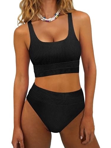 ANRABESS Bikini Sets for Women Summer 2026 High Waisted 2 Piece Bathing Suit Tummy Control Swimsuit Color Block Swimwear - Image 1