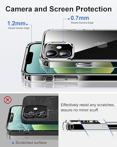 HOOMIL Case for iPhone 12 and iPhone 12 Pro 6.1-Inch, Non-Yellowing, Drop Protection, Anti-Scratch Transparent Hard Back Phone Cover - Crystal Clear - for iPhone 12/12 Pro - Clear thumbnail 6