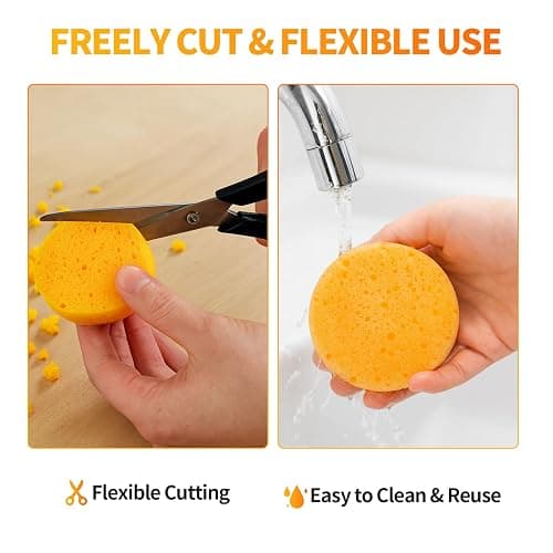 12 Pcs Pottery Sponges, 2.75 inch Yellow Round Sponges for Clay Art, Painting & Crafts, Tack Cleaning Sponges for Household & Leather Care thumbnail 4