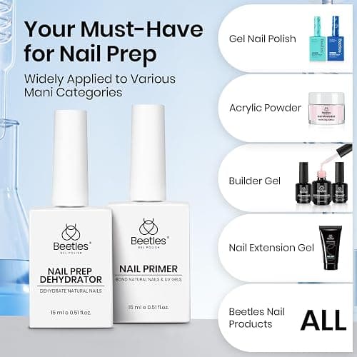 Beetles Nail Dehydrator and Primer - Acid-Free & Hema-Free 2Pcs 15ml Nail Bonding Agent for Gel Polish and Acrylic Nails, Long-Lasting No-Lift Prep for Salon & DIY Manicures thumbnail 7