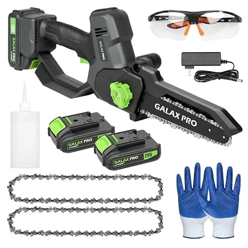 GALAX PRO 8 Inch Mini Chainsaw with Auto Oiler[2025 Upgraded]Handheld Cordless Electric Chain Saw with 2x2.0Amh Batteries for Outdoor Tree Branch Cutting,Home Improvement, Garden & Orchard Pruning - Image 1