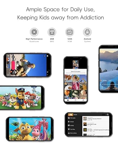 ACCOF Mini Phone Unlocked,3.0 Inch Display Mini Smartphone Android Unlocked, Dual Camera, Small Phone,900mAh 3G Network Cell Phone for Kids/Student/Backup/Travel,Dual SIM 2GB+16GB/128GB (Black) thumbnail 2