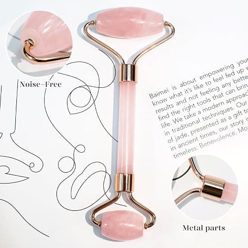 BAIMEI Jade Roller & Gua Sha, Face Roller, Facial Beauty Roller Skin Care Tools, Self Care Gift for Men Women, Massager for Face, Eyes, Neck, Relieve Fine Lines and Wrinkles - Rose Quartz thumbnail 2