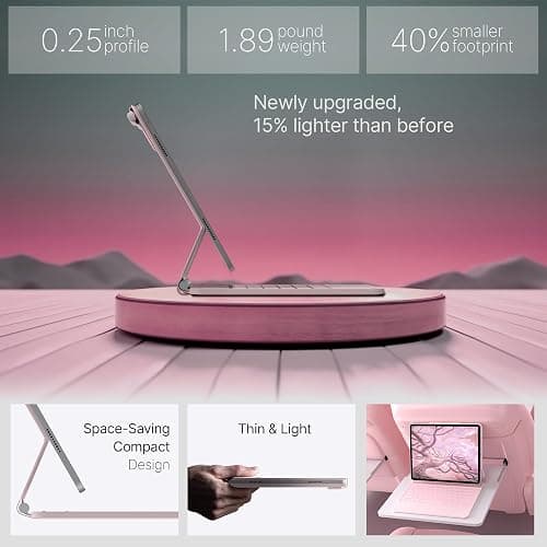 typecase Keyboard Case for iPad Air 13(M3 2025 / M2 2024) and iPad Pro 12.9 (6th, 5th, 4th, 3rd Gen),Magic Keyboard, Magnetic Keyboard Case with Multi-Touch Trackpad,11 Colors Backlight,Light Pink thumbnail 4
