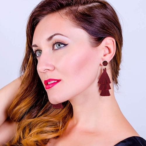 LEGITTA Tassel Earrings Layered Tiered Linear Drop Fashion Trending Earrings thumbnail 2