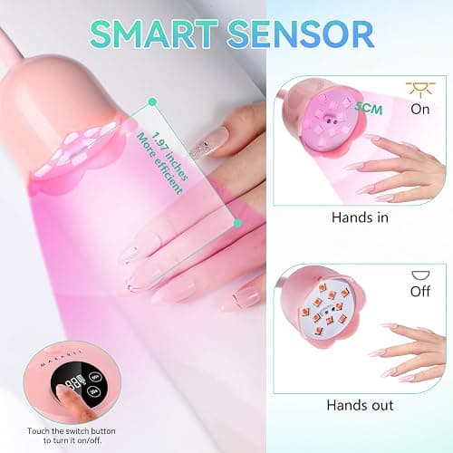 Makartt UV Nail Lamp: Flash Cure lamp UV Light for Gel Nails Polish Luminoza 30W Rechargeable LED Nail Dryer with 4 Timers & Auto Sensor Fast Curing Goosenecks Lamp for Home DIY Manicure (Pink) thumbnail 3