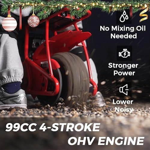 FRP Mini Dirt Bike GMB100, 99 CC Gas Powered Mini Bike 4 Stroke 3HP, Off Road for Kids and Adult, Trail Bike Up to 28 Mph, Weight Support Up to 220 LBS (RED) thumbnail 3